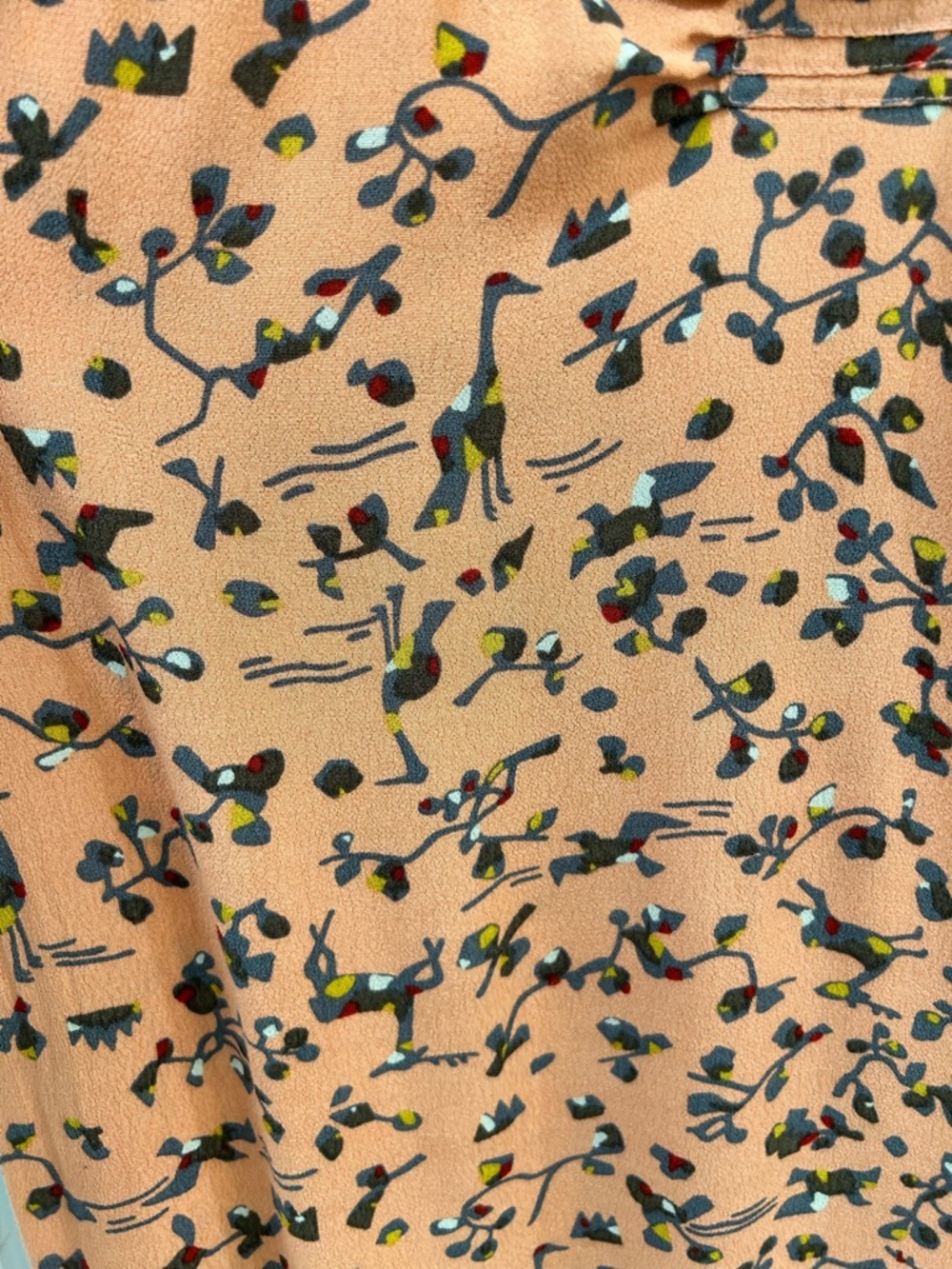Sold Anthropologie Floreat Peach Pink Bird Floral Slip Dress Ruffle Hem Cutout - Picture 8 of 13